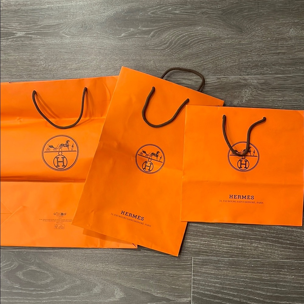 Hermès Orange Shopping Bags Set